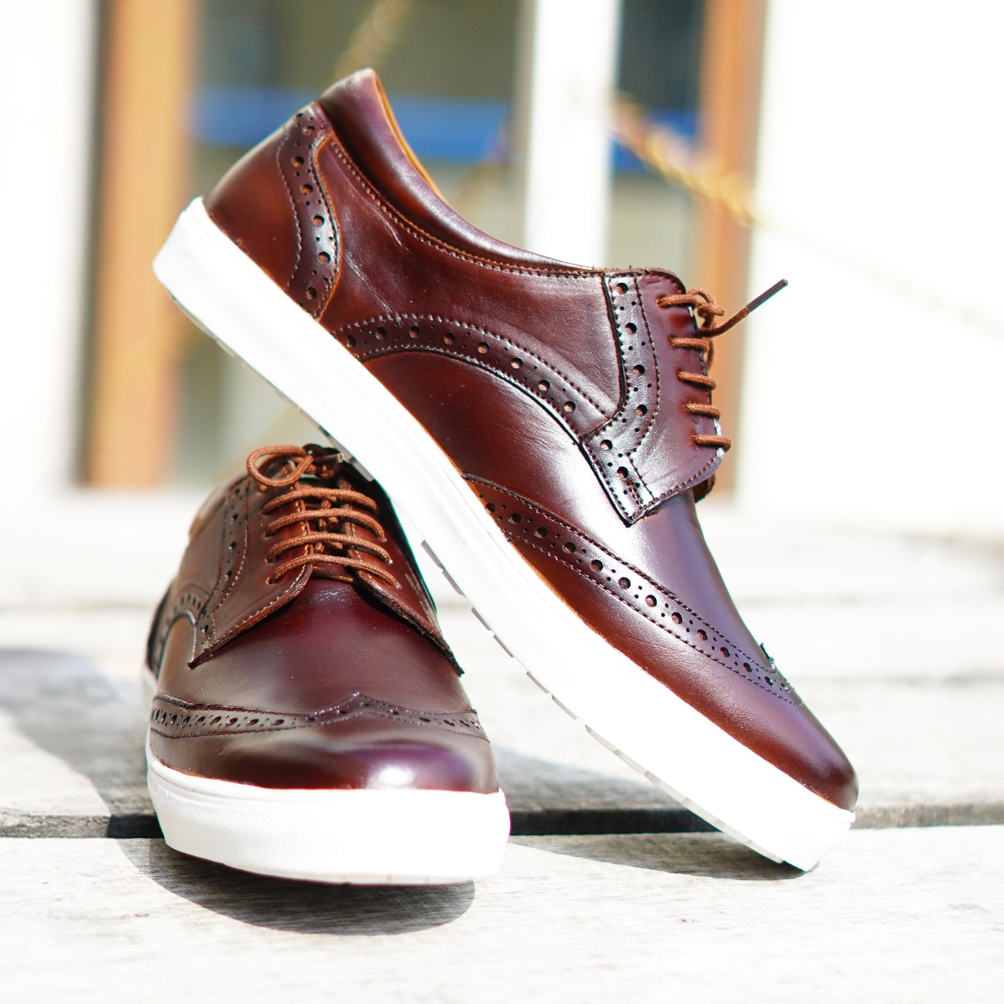 MATR Luxe Street Men’s Brown Brogue Leather Sneakers