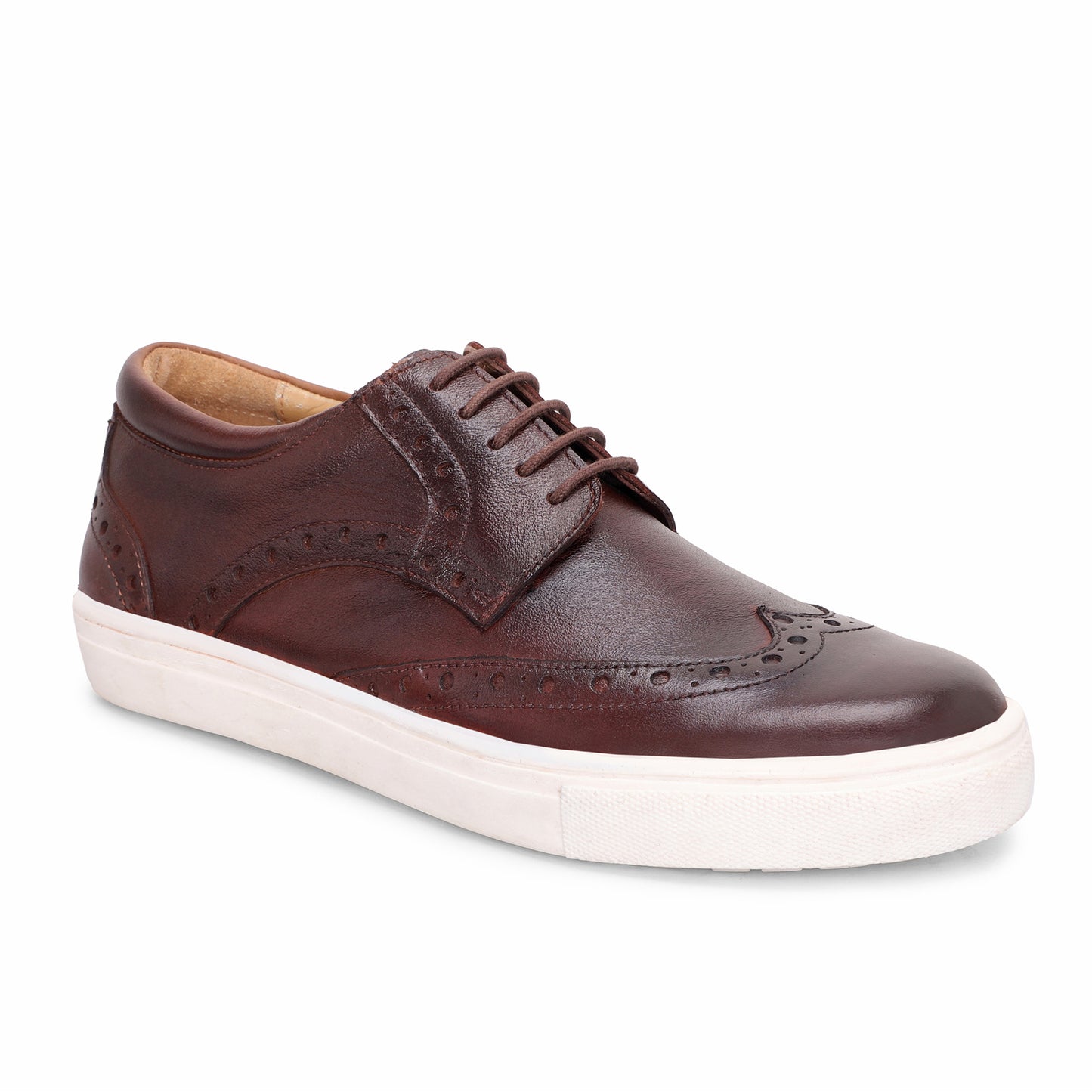 MATR Luxe Street Men’s Brown Brogue Leather Sneakers