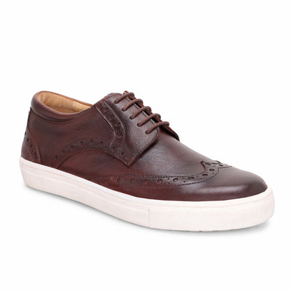 MATR Luxe Street Men’s Brown Brogue Leather Sneakers