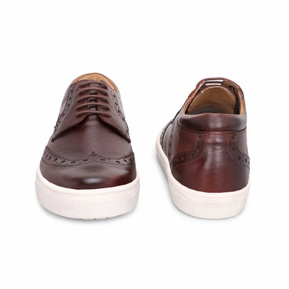 MATR Luxe Street Men’s Brown Brogue Leather Sneakers