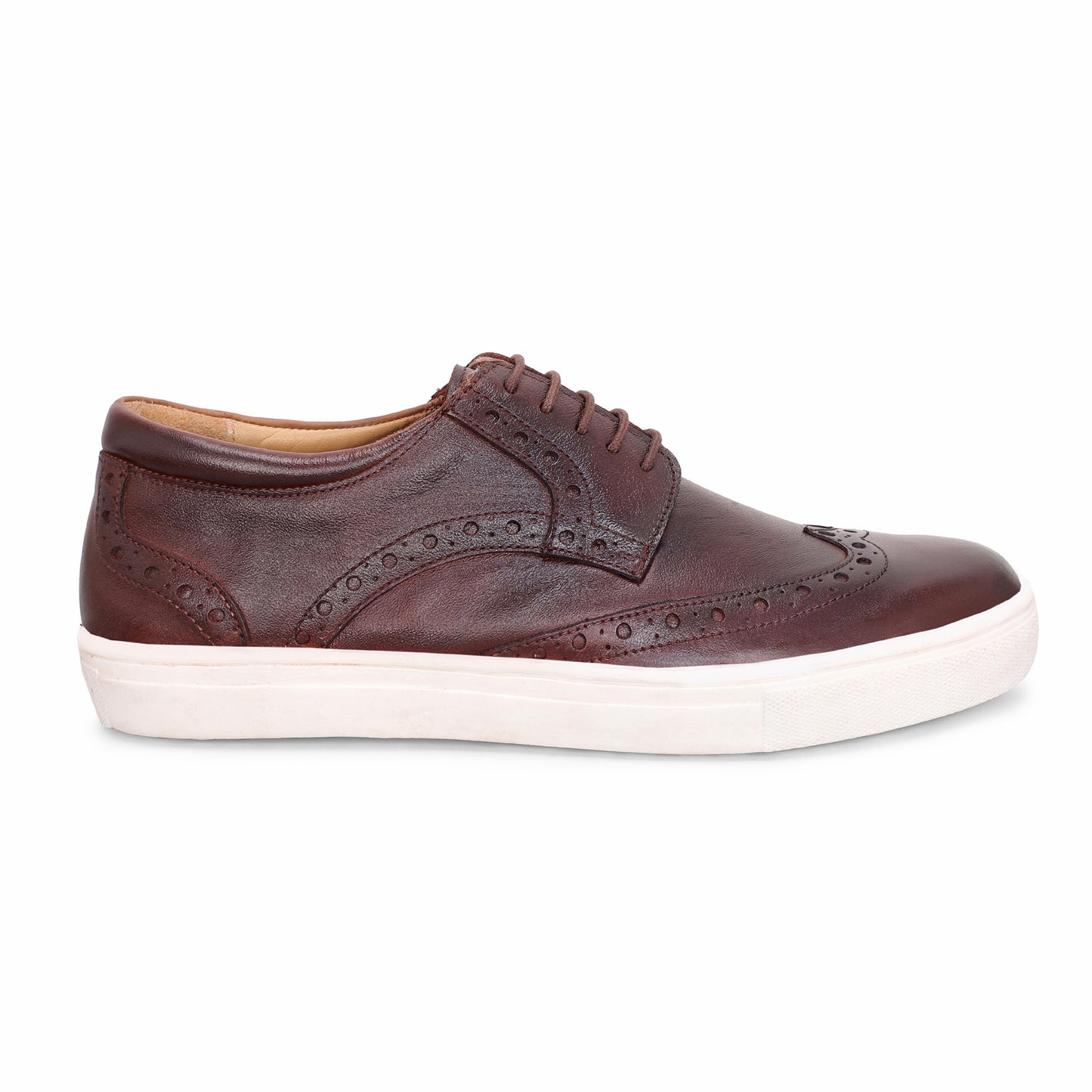MATR Luxe Street Men’s Brown Brogue Leather Sneakers