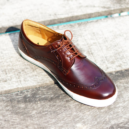 MATR Luxe Street Men’s Brown Brogue Leather Sneakers