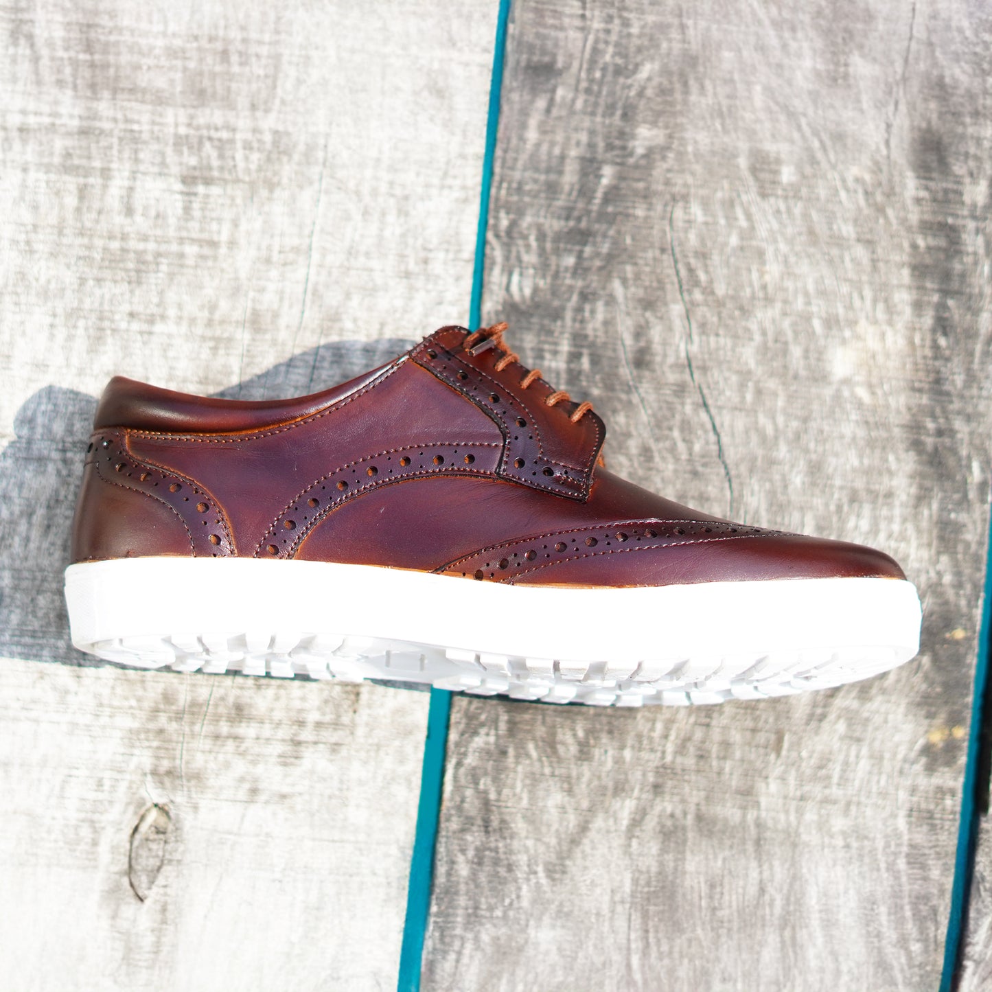 MATR Luxe Street Men’s Brown Brogue Leather Sneakers