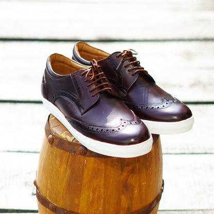 MATR Luxe Street Men’s Brown Brogue Leather Sneakers