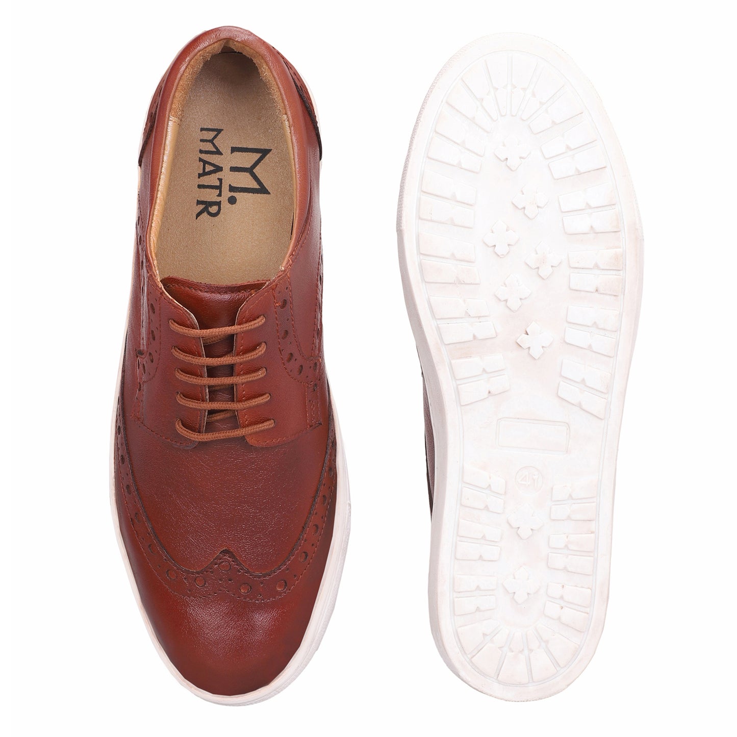 MATR Luxe Street Men’s Tan Brogue Leather Sneakers