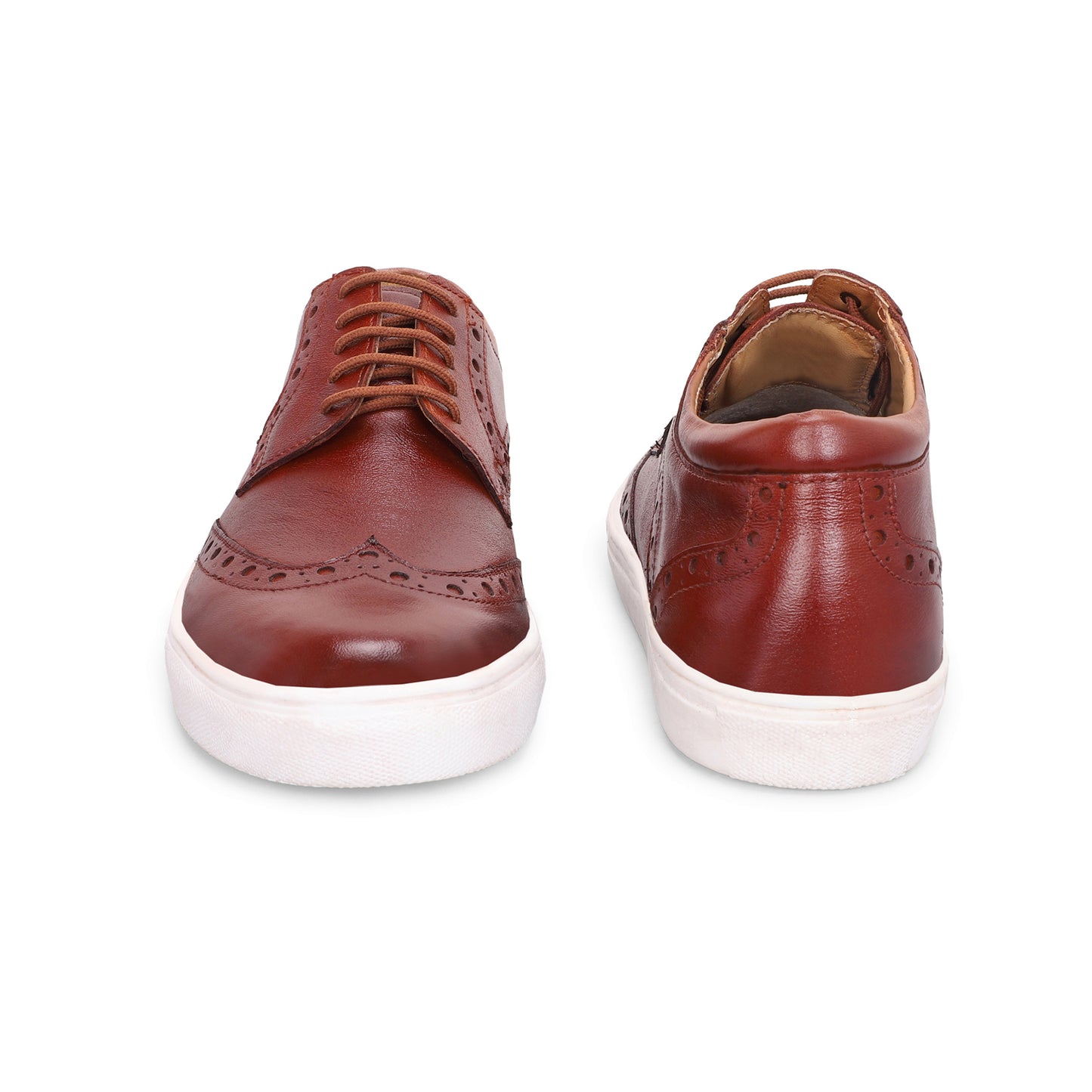 MATR Luxe Street Men’s Tan Brogue Leather Sneakers