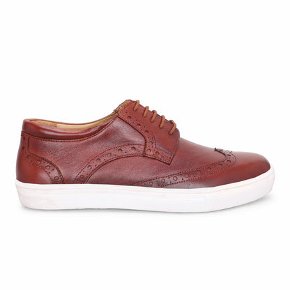 MATR Luxe Street Men’s Tan Brogue Leather Sneakers