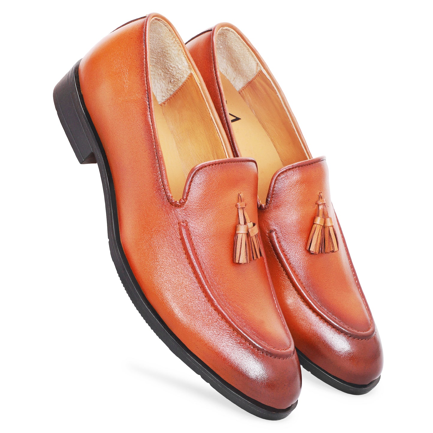 MATR Fest Men’s Tan Leather Tassel Loafers Handcrafted Luxury Slip-Ons