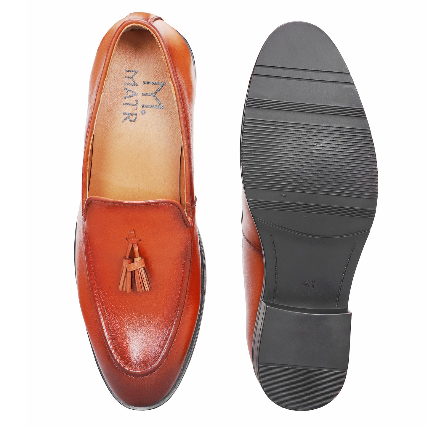 MATR Fest Men’s Tan Leather Tassel Loafers Handcrafted Luxury Slip-Ons