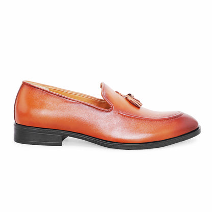 MATR Fest Men’s Tan Leather Tassel Loafers Handcrafted Luxury Slip-Ons