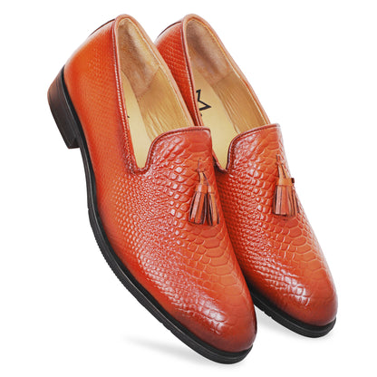 MATR Fest Men’s Tan Embossed Leather Tassel Loafers