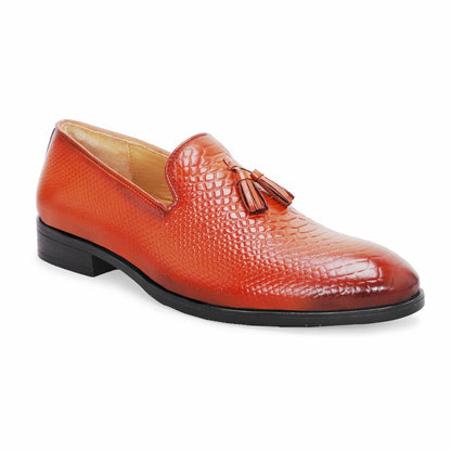 MATR Fest Men’s Tan Embossed Leather Tassel Loafers