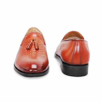 MATR Fest Men’s Tan Embossed Leather Tassel Loafers